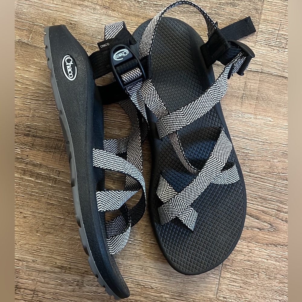 Chaco Black and White Strappy Sandals